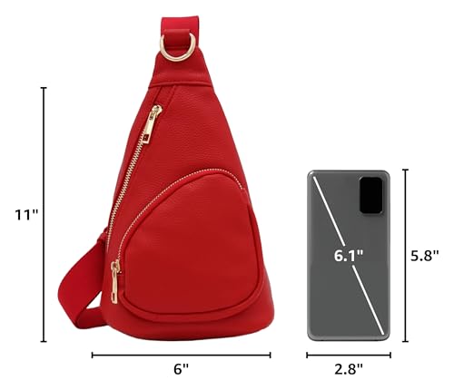 FashionPuzzle Compact Triangle Sling Bag - color: Red