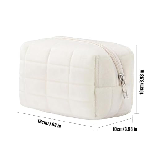 Makeup Cosmetic Bag Small Checkered Pouch Make Up Purse Bag Y2k Accessories - color: White