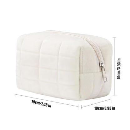 Makeup Cosmetic Bag Small Checkered Pouch Make Up Purse Bag Y2k Accessories - color: White