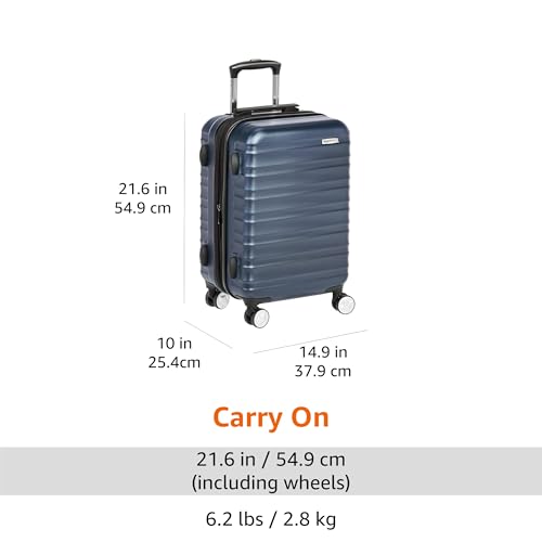 Amazon Basics 21" Hardside Carry-On Luggage with TSA Lock, Expandable, Organized Interior with Divider and Pockets, Spinner Wheels, Navy Blue - style: Navy Blue - Standard