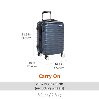 Amazon Basics 21" Hardside Carry-On Luggage with TSA Lock, Expandable, Organized Interior with Divider and Pockets, Spinner Wheels, Navy Blue - style: Navy Blue - Standard