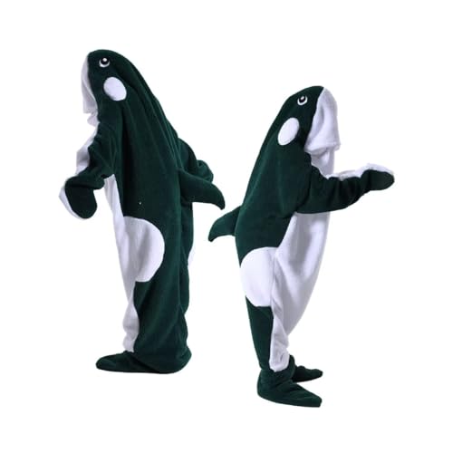 Whale Blanket Hoodie & Onesie - Soft Plush Whale Costume Pajamas for Sleeping - color: Dark Green, size: X-Large