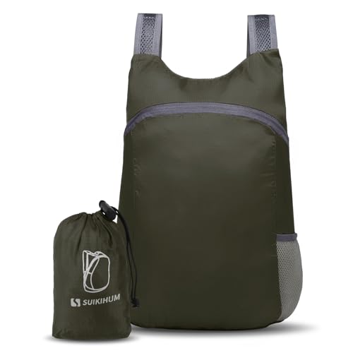 Ultra Lightweight Hiking-Daypack,Foldable Travel Packable Backpack - color: Dark Green