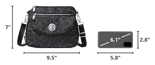 Baggallini Calais Crossbody Bags for Women 10x7 Lightweight Water-Resistant Travel Purse, RFID & Interior Organization - color: Midnight Blossom