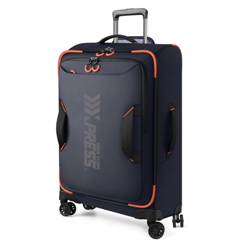 26'' Softside Rolling Luggage w/Front Open,Waterproof - color: Blue, size: Checked-Medium 26-Inch