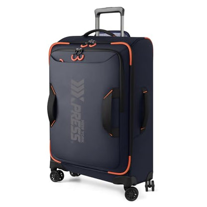 26'' Softside Rolling Luggage w/Front Open,Waterproof - color: Blue, size: Checked-Medium 26-Inch
