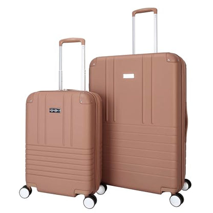 Jessica Simpson Countryside 2-Piece Set (21" & 30") Expandable 8-Wheel Spinner Large Checked Luggage Suitcase, Mocha Mousse - color: Mocha Mousse, size: 2-Piece Set
