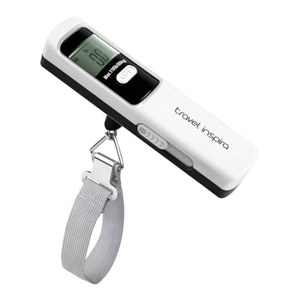 Battery-Free Luggage Scale – No Batteries Needed, Portable Digital Hanging Suitcase Weight Scale for Air Travel & Checked Bags, 110lb/50kg, LCD Display, Compact Travel Accessory - color: White