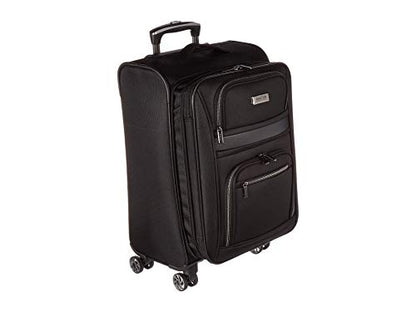 Kenneth Cole REACTION Rugged Roamer Lightweight Softside Expandable 8-Wheel Spinner Luggage, Black, 20-Inch Carry-On - size: 20-Inch Carry-On