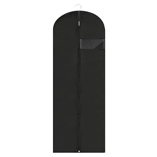 Dress Bags for Gowns Long, 65'' Garment Bags for Hanging Clothes, Suit Bag Cover for Storage and Travel (Black) - color: Black, size: 65''- 1 Pack