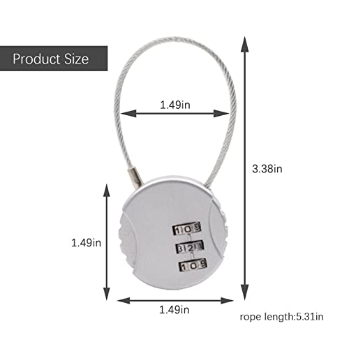 4 Pack 3-Digit Combination Lock Waterproof Padlock Outdoor Mini Wire Rope Combination Lock for Backpacks, Trolley Cases, Gym Lockers, Fence - color: Color2