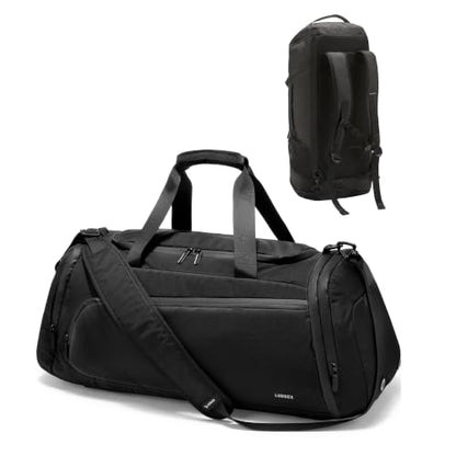 LUGGEX Duffle Backpack with Shoe Compartment, 40L Expandable Gym Travel Bag - color: Black
