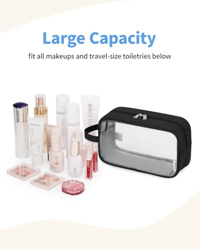 Narwey Clear Travel Toiletry Bags for Men Women, Clear Makeup Cosmetic Bag - color: Clear-Black