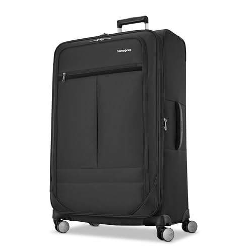 Samsonite 3-PC Soft-Sided 21/25/29” (Carry-On, Medium, Large Checked), Lightweight Expandable Element Luggage Set: 2 Front & Side Pocket, Four Spinner Wheels, Adjustable Handle, Durable- Black - color: Black, size: 3-Piece Set (21/25/29)
