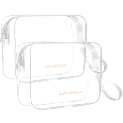 Icramsy Clear Makeup Bag,2 Pack TSA Approved Toiletry Bag for Women & Men - color: White