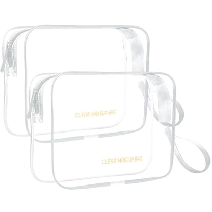 Icramsy Clear Makeup Bag,2 Pack TSA Approved Toiletry Bag for Women & Men - color: White