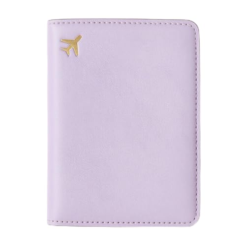 Passport Holder for Travel Essentials RFID Blocking PU Leather - color: Lavender Purple