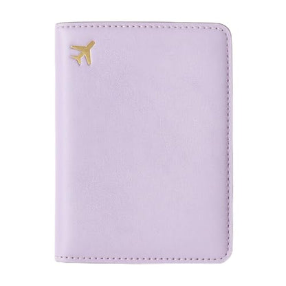 Passport Holder for Travel Essentials RFID Blocking PU Leather - color: Lavender Purple