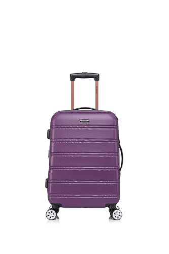 Rockland Melbourne Hardside 2 Piece Expandable Spinner Wheel Luggage Set, Carry-On 20" and Tote 14", Purple - color: Purple, size: 2 Piece (20"/14" Tote)