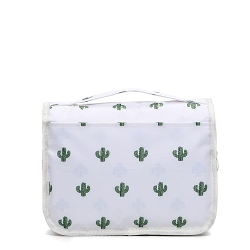 Sechunk Waterproof Travel Toiletry Bags Hanging Multi-function Cosmetic Bag Makeup Bag for Women - color: whiteCactus