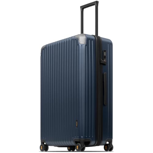 LEVEL8 Checked Luggage Expandable Large Suitcase 28 Inch Hardshell,Blue - color: Blue, size: Checked 28 Inch - Expandable