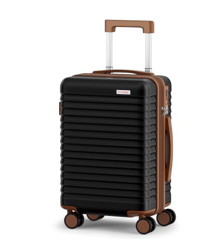 Trunk Luggage, Hardside Checked Suitcase, Black and Brown, 28 in - color: Black+Brown, size: 28in