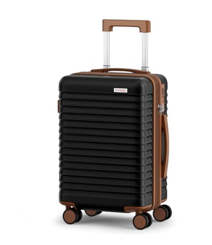 Trunk Luggage, Hardside Checked Suitcase, Black and Brown, 28 in - color: Black+Brown, size: 28in