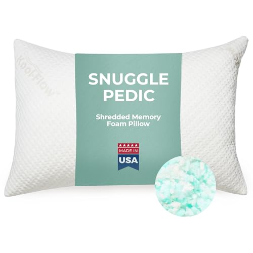 Snuggle-Pedic Shredded Memory Foam Pillow - The Original Cool Pillows for Side, Stomach & Back Sleepers - Sleep Support That Keeps Shape - College Dorm Room Essentials for Girls and Guys - King - size: King