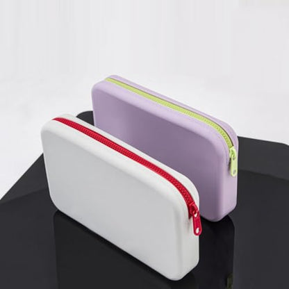 Makeup Pouch Portable Square Cosmetic Storage Bag Silicone Makeup Brush Holder Travel(purple)