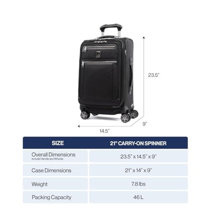 Travelpro Platinum Elite Carry-On Luggage Spinner, True Navy, 21-Inch - color: True Navy Blue, size: Carry-On 21-Inch