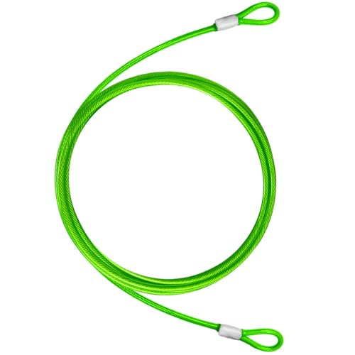 4.7mm(3/16") Steel Security Cable with Loops, Bike Lock Cable, 1Pack - color: Green, size: 10FT-(1Pack)