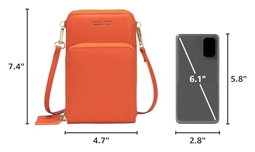 myfriday Small Cell Phone Crossbody Bag, Multi-pocket & 6 Card Slots - color: A-orange