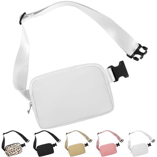 Fanny Pack for Women and Men, 1L Mini Nylon Belt Bag, White - color: White