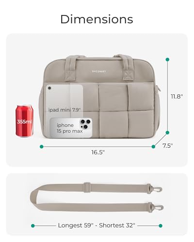 BAGSMART Gym Bag for Women, Personal Item Puffer Duffle Bag, Weekender Overnight Carry On Tote Handag for Travel - color: Camel