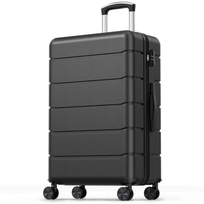 Sweetcrispy 28 Inch Checked Luggage, Hard Shell Suitcase, Black - color: Black, size: 28 Inch