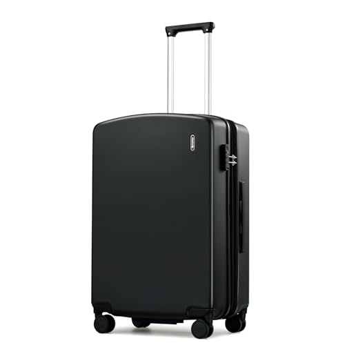 Hanke Checked Luggage 24 Inch Expandable Medium Suitcase with Wheels - color: Jet Black, size: 24 Inch EXT