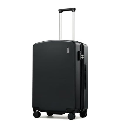 Hanke Checked Luggage 24 Inch Expandable Medium Suitcase with Wheels - color: Jet Black, size: 24 Inch EXT