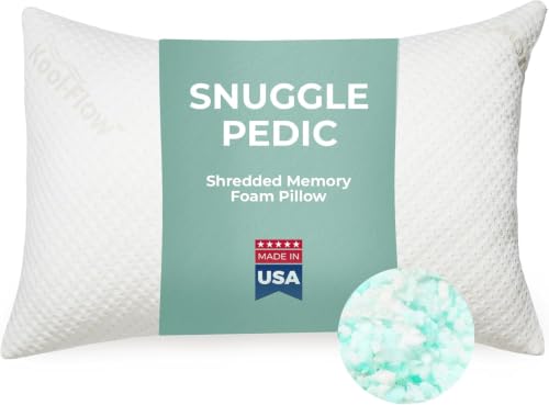 Snuggle-Pedic Travel Shredded Memory Foam Support Pillow - Compact Cooling Ergonomic Design for Side Sleepers, Pregnancy, Post-Surgery, Neck and Lumbar Support - Lightweight & Washable - USA Quality - size: Travel