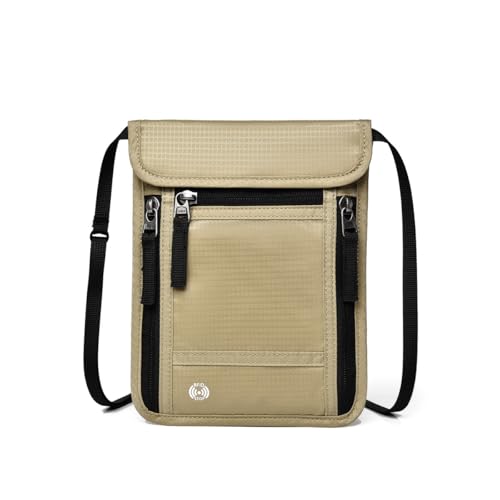 Passport Holder for Travel, Neck Wallet RFID Blocking, Hidden Money Belt,Travel Document Storage(Khaki) - color: Khaki