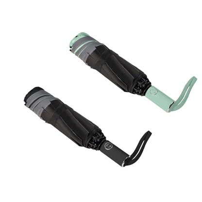 BAODINI Inverted UV Umbrella for Rain and Sun Medium Size UPF 50+ Rverse Compact Umbrella Auto Open Close - color: 2 Pack Green & Black