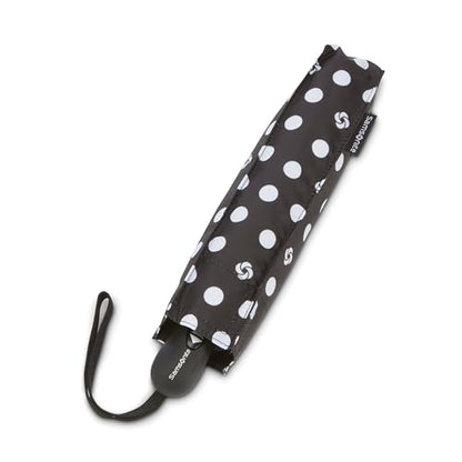 Samsonite Compact Auto Open/Close Umbrella, One Size, Black/White Swirl Dot - color: Black/White Swirl Dot, size: ONESIZE