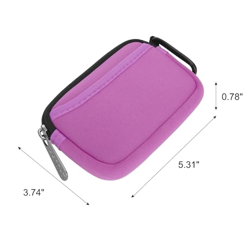 E-Tree Small Soft Neoprene Zipper Pouch with Carabiner Clip,Tech Bag Pink - color: Pink