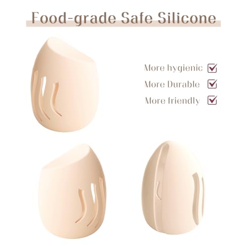 Silicone Makeup Sponge Holder,Fit All Sponges,Double-Sided Breathable(Beige - color: Beige*1