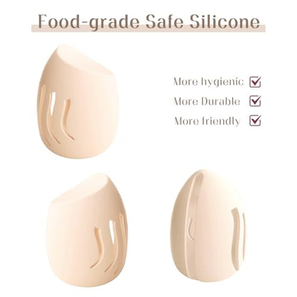 Silicone Makeup Sponge Holder,Fit All Sponges,Double-Sided Breathable(Beige - color: Beige*1