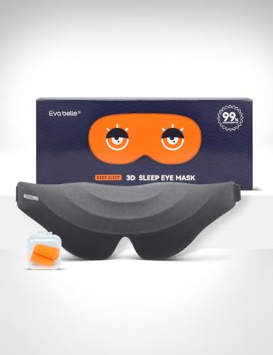 Sleep Eye Mask for Men Women, EVA BELLE Light Blocking Sleeping Mask for Side Sleeper, 3D Contoured Cup Night Blindfold, Lash Extensions 3D Sleeping Mask with Adjustable Strap for Travel, Night & Nap - color: 02-black