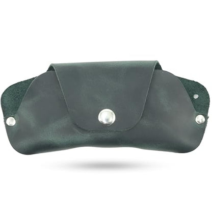 Toprank Slim Leather Glasses Case - Handmade Eyeglass & Sunglasses Holder - color: Green