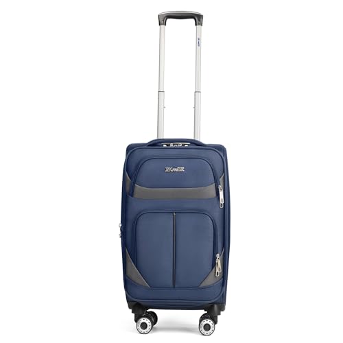 20" Carry-On Luggage,Softside Suitcase w/LOCK,Expandable - color: Navy-Grey, size: Carry-On 20-Inch