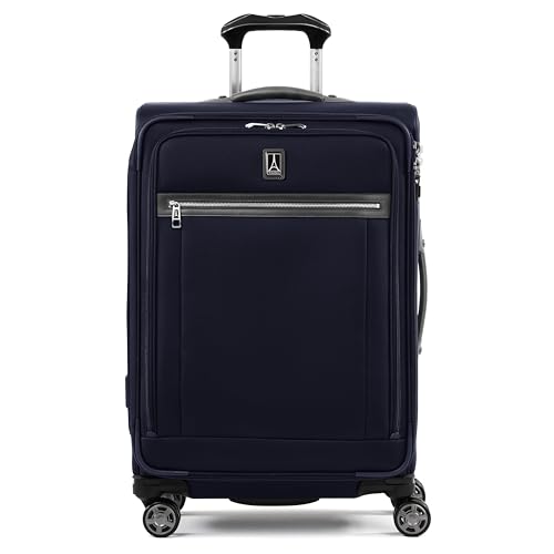 Travelpro Platinum Elite Checked Luggage Spinner, Dark, 25-Inch - color: Dark Blue, size: Checked-Medium 25-Inch