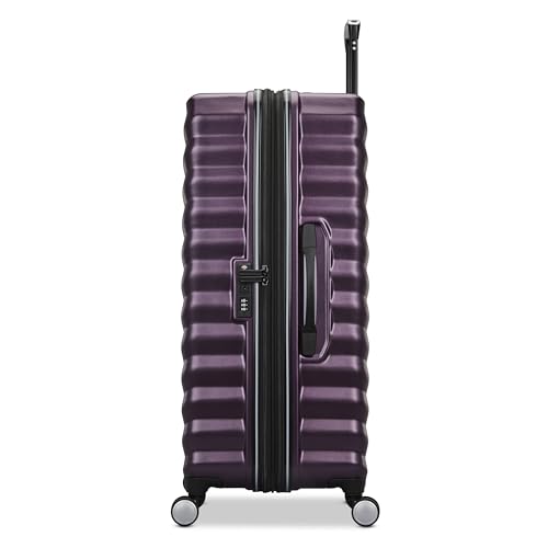 Samsonite Hard-Sided 20, 24 & 28 Inch 3-Piece Lightweight Checked Large Expandable Element Suitcase Set: Durable, 360° Spinner Wheels, Adjustable Telescopic Handle, TSA-Approved Lock - Dusk Purple - color: Dusk Purple, size: 3-Piece Set (20"/24"/28")