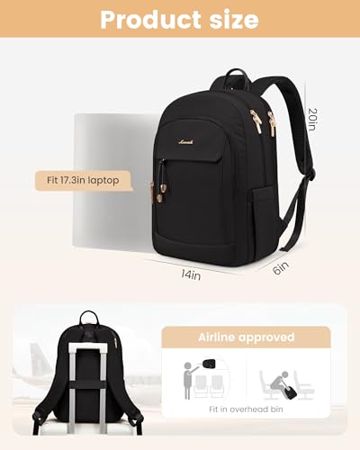 LOVEVOOK 여성용 노트북 백팩 지갑, 블랙., 모던하고 세련됨 - color: 블랙., size: 17.3 inches
